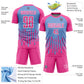 Custom Pink Light Blue-White Abstract Fluid Wave Sublimation Soccer Uniform Jersey Limited