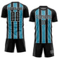 Custom Black Panther Blue-White Stripes Sublimation Soccer Uniform Jersey Limited