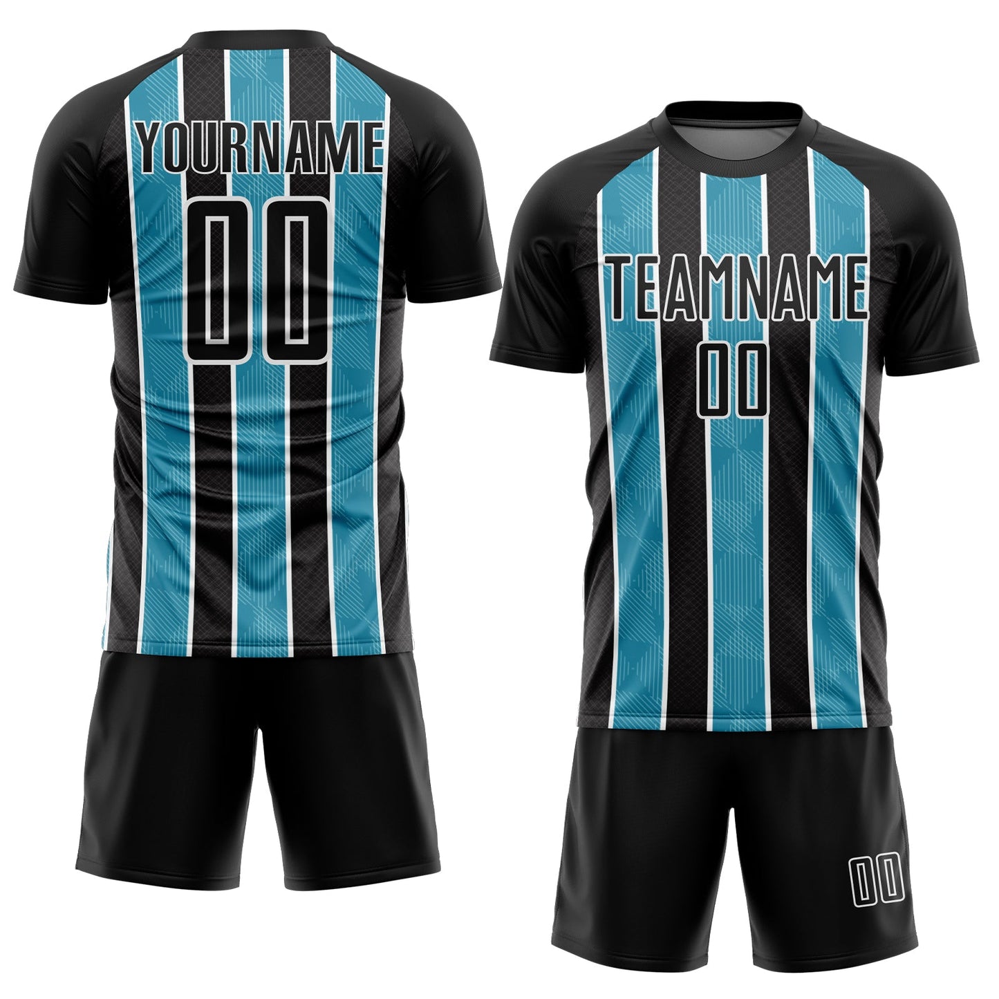 Custom Black Panther Blue-White Stripes Sublimation Soccer Uniform Jersey Limited