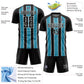 Custom Black Panther Blue-White Stripes Sublimation Soccer Uniform Jersey Limited
