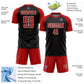 Custom Black Red-White Pinstripe Sublimation Soccer Uniform Jersey Limited