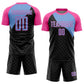 Custom Black Light Blue-Pink Curve Lines Sublimation Soccer Uniform Jersey Limited