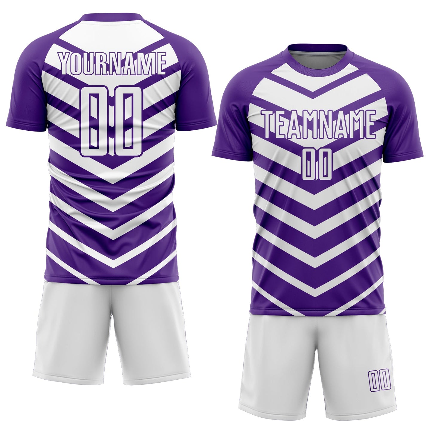 Custom Purple White Arrow Shapes Sublimation Soccer Uniform Jersey Limited