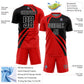 Custom Red Black-White Curve Lines Sublimation Soccer Uniform Jersey Limited