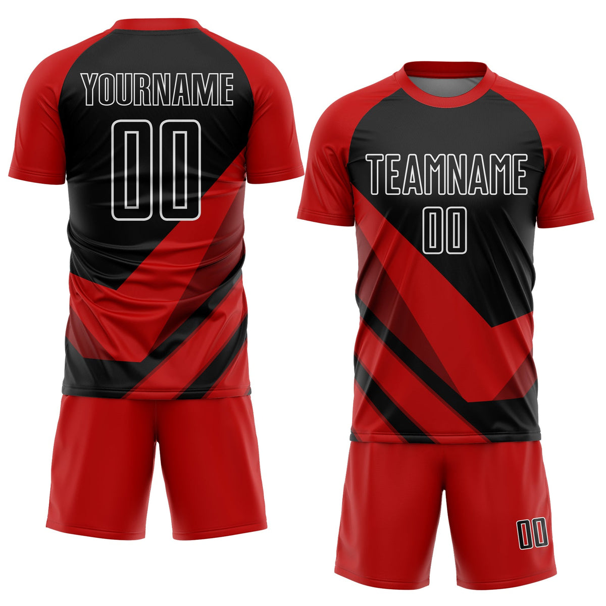 Custom Red Black-White Arrow Shapes Sublimation Soccer Uniform Jersey Limited