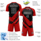 Custom Red Black-White Arrow Shapes Sublimation Soccer Uniform Jersey Limited