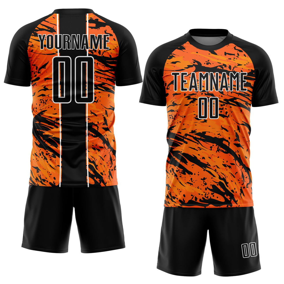 Custom Bay Orange Black-White Abstract Fluid Sublimation Soccer Uniform Jersey Limited