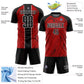 Custom Red Black-White Abstract Fluid Sublimation Soccer Uniform Jersey Limited