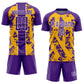 Custom Purple Gold-White Irregular Shapes Sublimation Soccer Uniform Jersey Limited