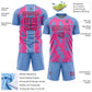 Custom Light Blue Pink-White Irregular Shapes Sublimation Soccer Uniform Jersey Limited