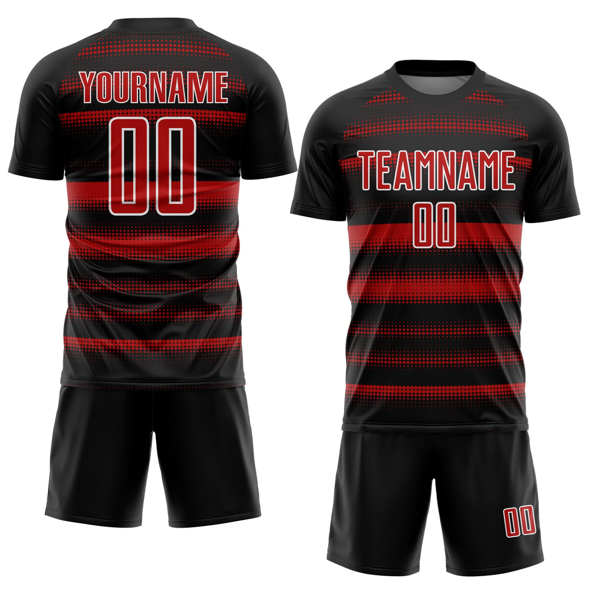 Custom Black Red-White Halftone Dots Sublimation Soccer Uniform Jersey Limited