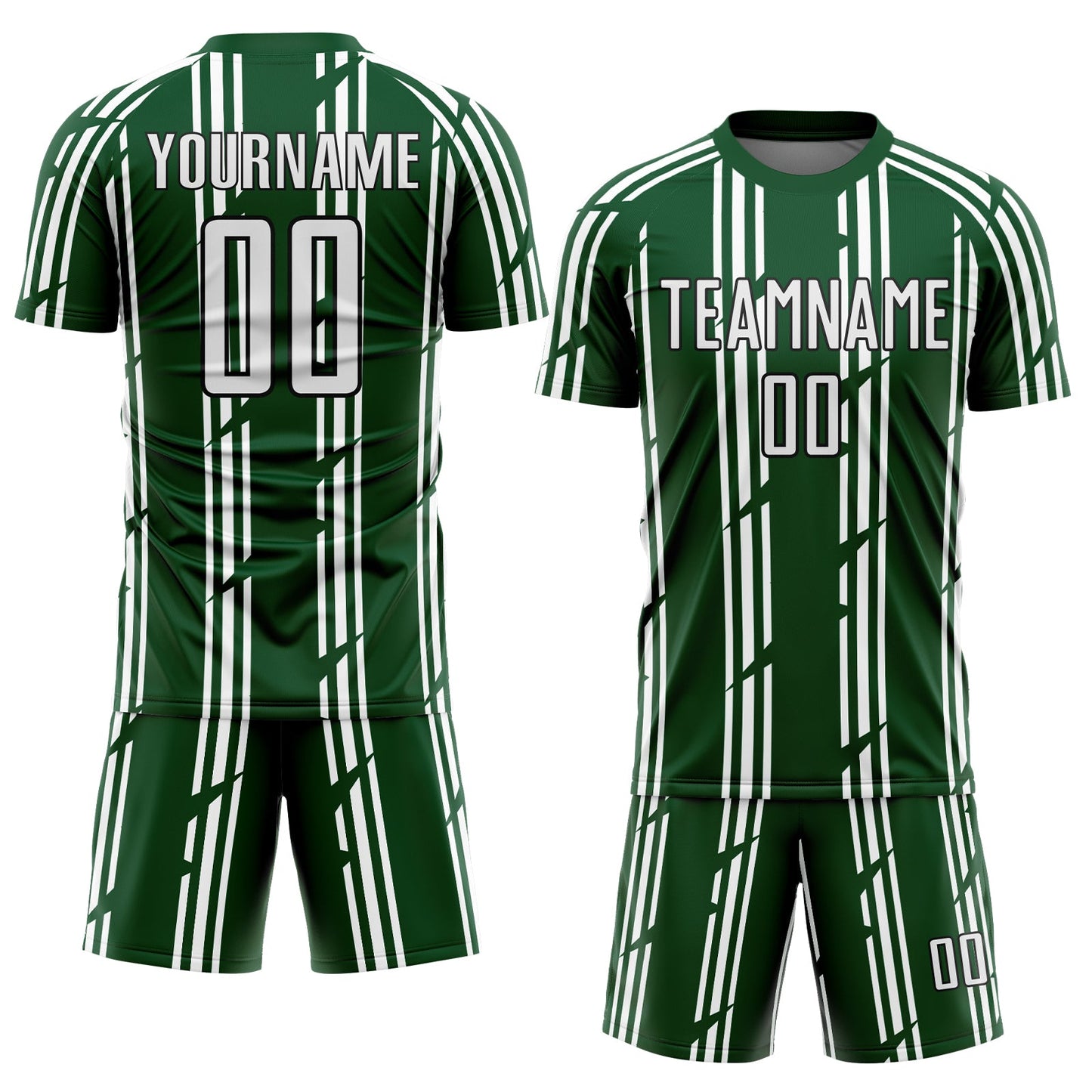 Custom Green White-Black Pinstripe Sublimation Soccer Uniform Jersey Limited
