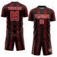 Custom Black Red-White Pinstripe Sublimation Soccer Uniform Jersey Limited