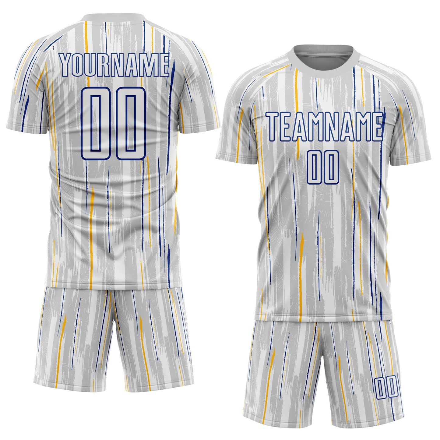 Custom Gray White-Royal Pinstripe Sublimation Soccer Uniform Jersey Limited