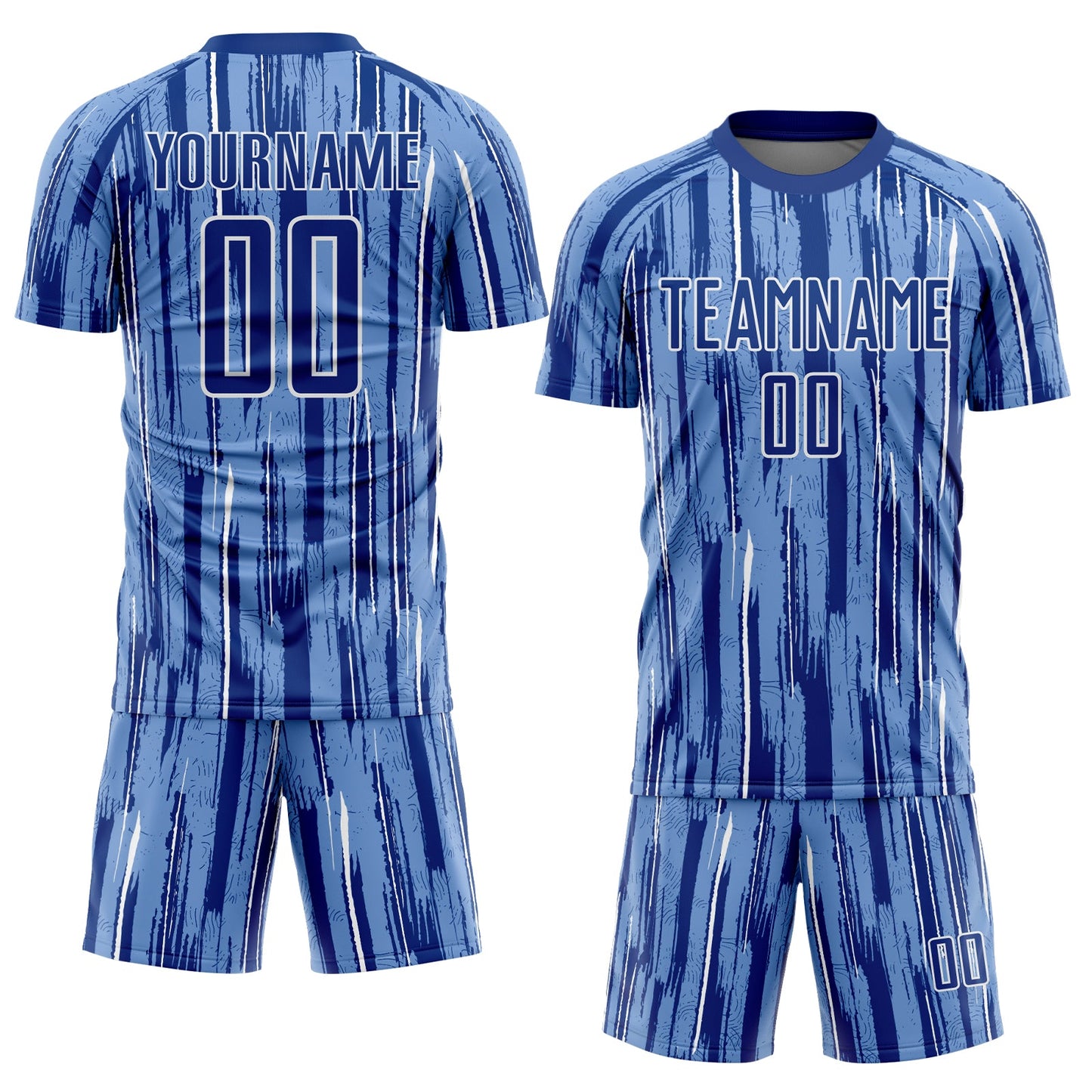 Custom Light Blue Royal-White Pinstripe Sublimation Soccer Uniform Jersey Limited