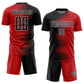Custom Red Black-White Gradient Arrow Sublimation Soccer Uniform Jersey Limited
