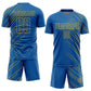 Custom Blue Gold Lines Sublimation Soccer Uniform Jersey Limited