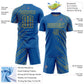 Custom Blue Gold Lines Sublimation Soccer Uniform Jersey Limited