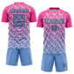 Custom Pink Light Blue-Black Lightning Sublimation Soccer Uniform Jersey Limited