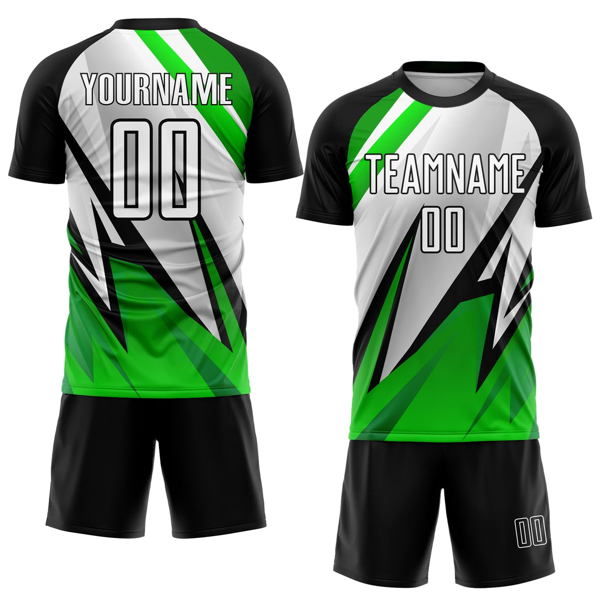 Custom Black White-Aurora Green Sublimation Soccer Uniform Jersey Limited
