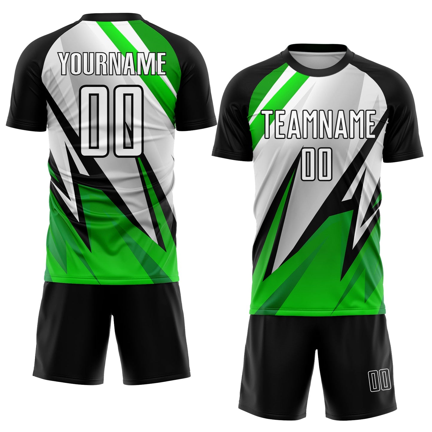 Custom Black White-Aurora Green Sublimation Soccer Uniform Jersey Limited