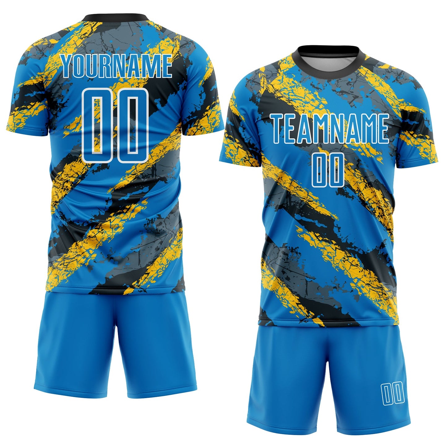 Custom Powder Blue Yellow-White Sublimation Soccer Uniform Jersey Limited