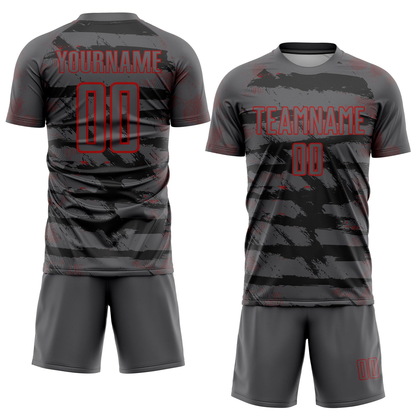 Custom Steel Gray Red Sublimation Soccer Uniform Jersey Limited