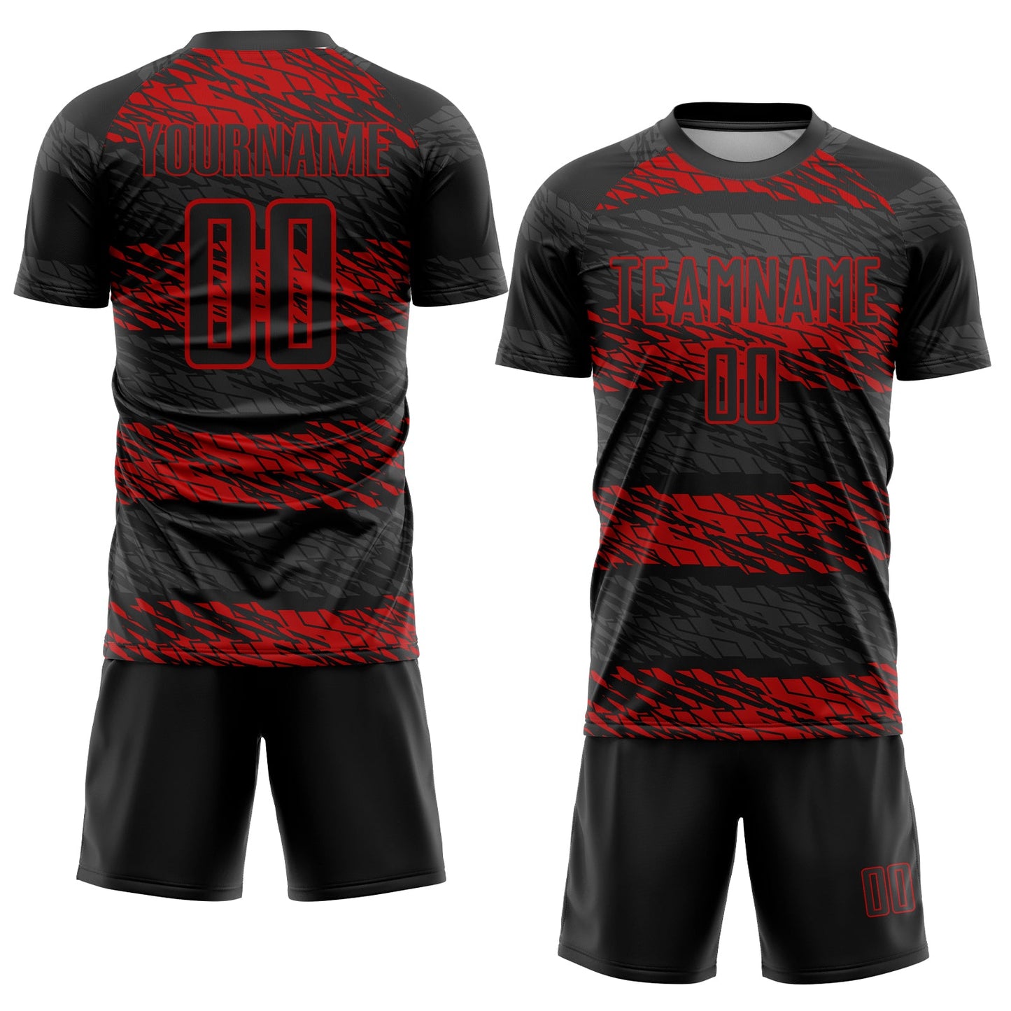 Custom Black Red Sublimation Soccer Uniform Jersey Limited