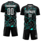 Custom Black White-Aqua Lightning Sublimation Soccer Uniform Jersey Limited