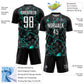 Custom Black White-Aqua Lightning Sublimation Soccer Uniform Jersey Limited