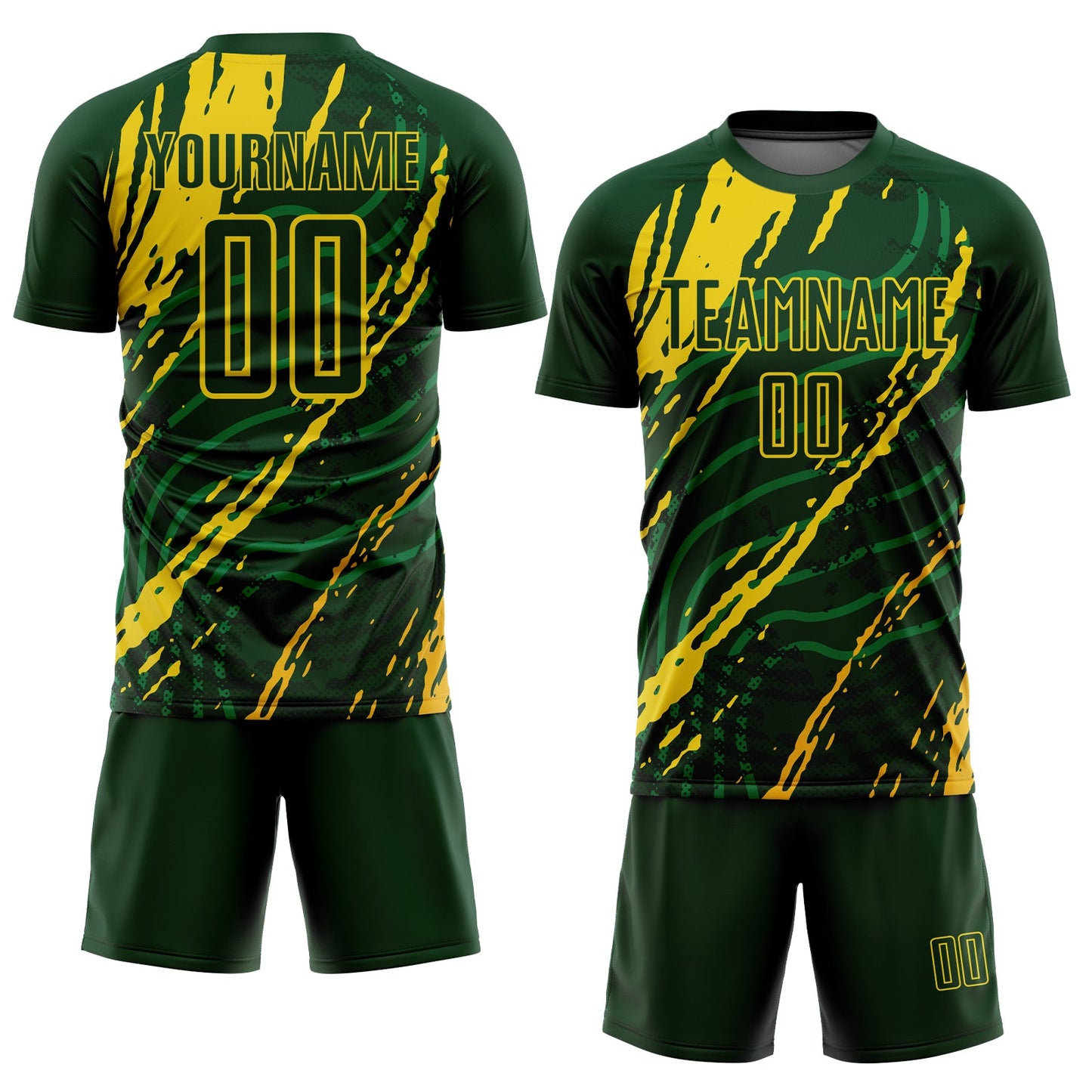 Custom Green Yellow Sublimation Soccer Uniform Jersey Limited