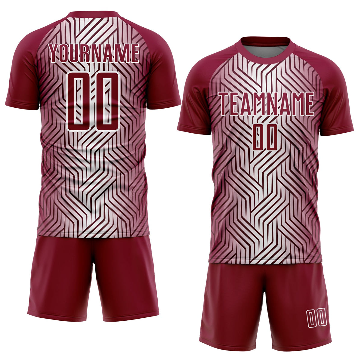 Custom Maroon White Lines Sublimation Soccer Uniform Jersey Limited
