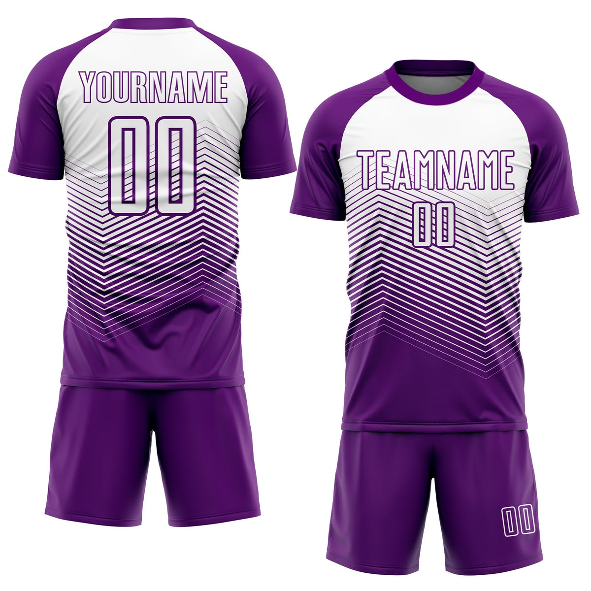 Custom Purple White Abstract Geometric Triangles Sublimation Soccer Uniform Jersey Limited