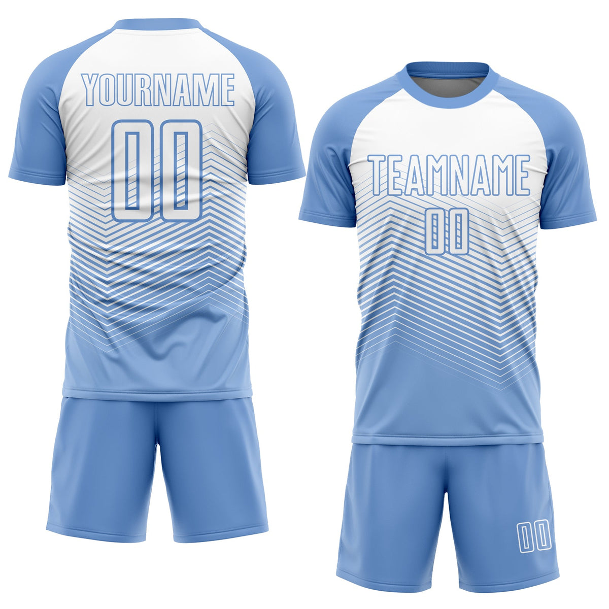 Custom Light Blue White Lines Sublimation Soccer Uniform Jersey Limited