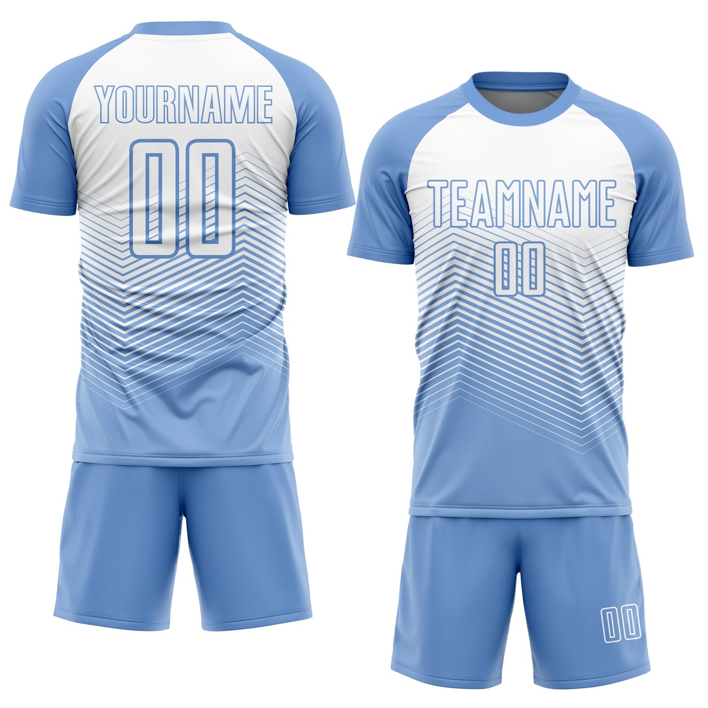 Custom Light Blue White Lines Sublimation Soccer Uniform Jersey Limited