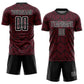 Custom Crimson Black-White Abstract Geometric Shapes Sublimation Soccer Uniform Jersey Limited
