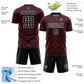 Custom Crimson Black-White Abstract Geometric Shapes Sublimation Soccer Uniform Jersey Limited