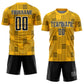 Custom Gold Black-White Lines Sublimation Soccer Uniform Jersey Limited