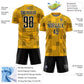 Custom Gold Black-White Lines Sublimation Soccer Uniform Jersey Limited