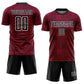 Custom Maroon Black-White Lines Sublimation Soccer Uniform Jersey Limited