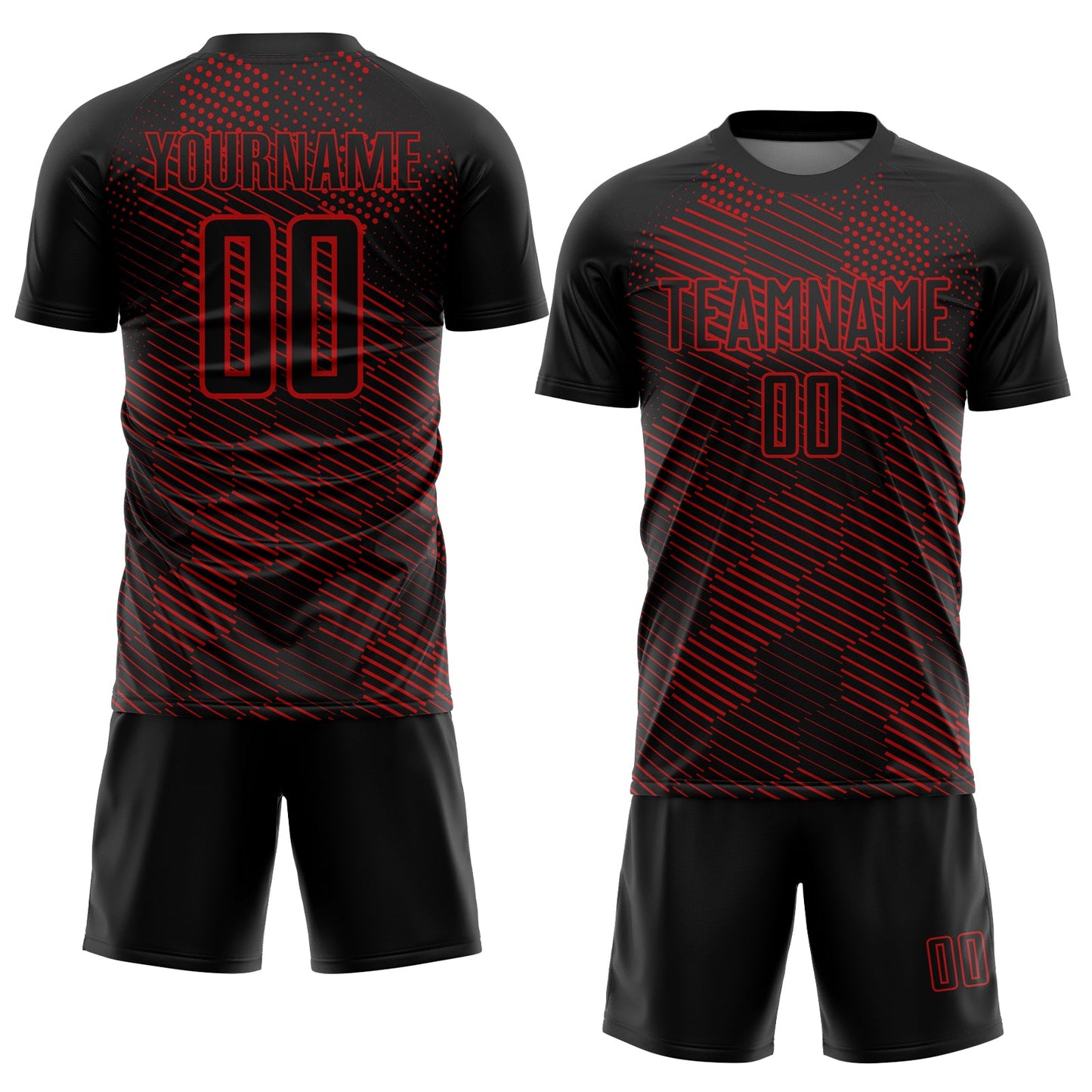 Custom Black Red Abstract Hexagon Sublimation Soccer Uniform Jersey Limited