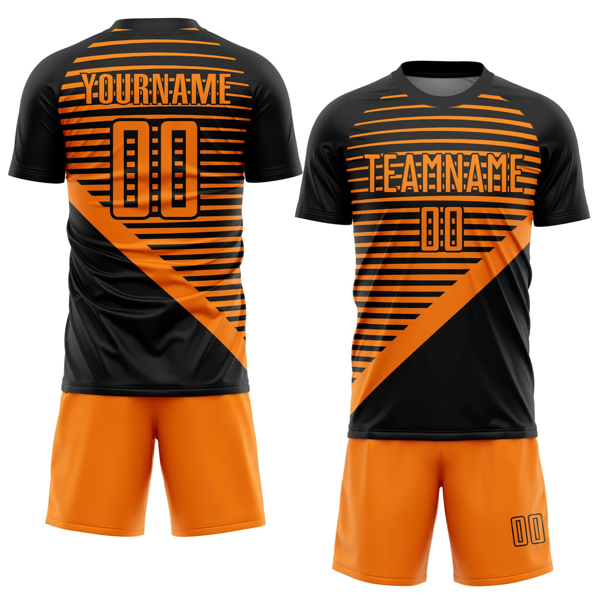 Custom Black Bay Orange Stripes Sublimation Soccer Uniform Jersey Limited