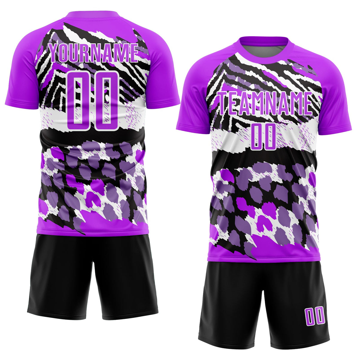 Custom Purple Black-White Animal Print Sublimation Soccer Uniform Jersey Limited