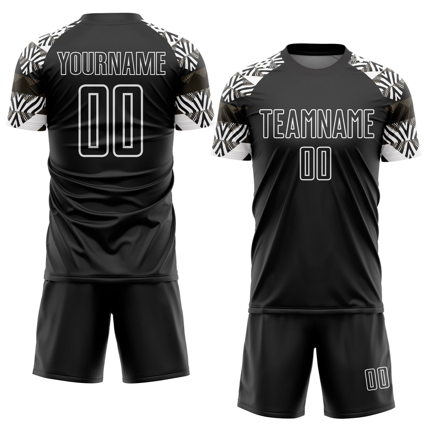 Custom Black White Zebra And Geometric Pattern Sublimation Soccer Uniform Jersey Limited