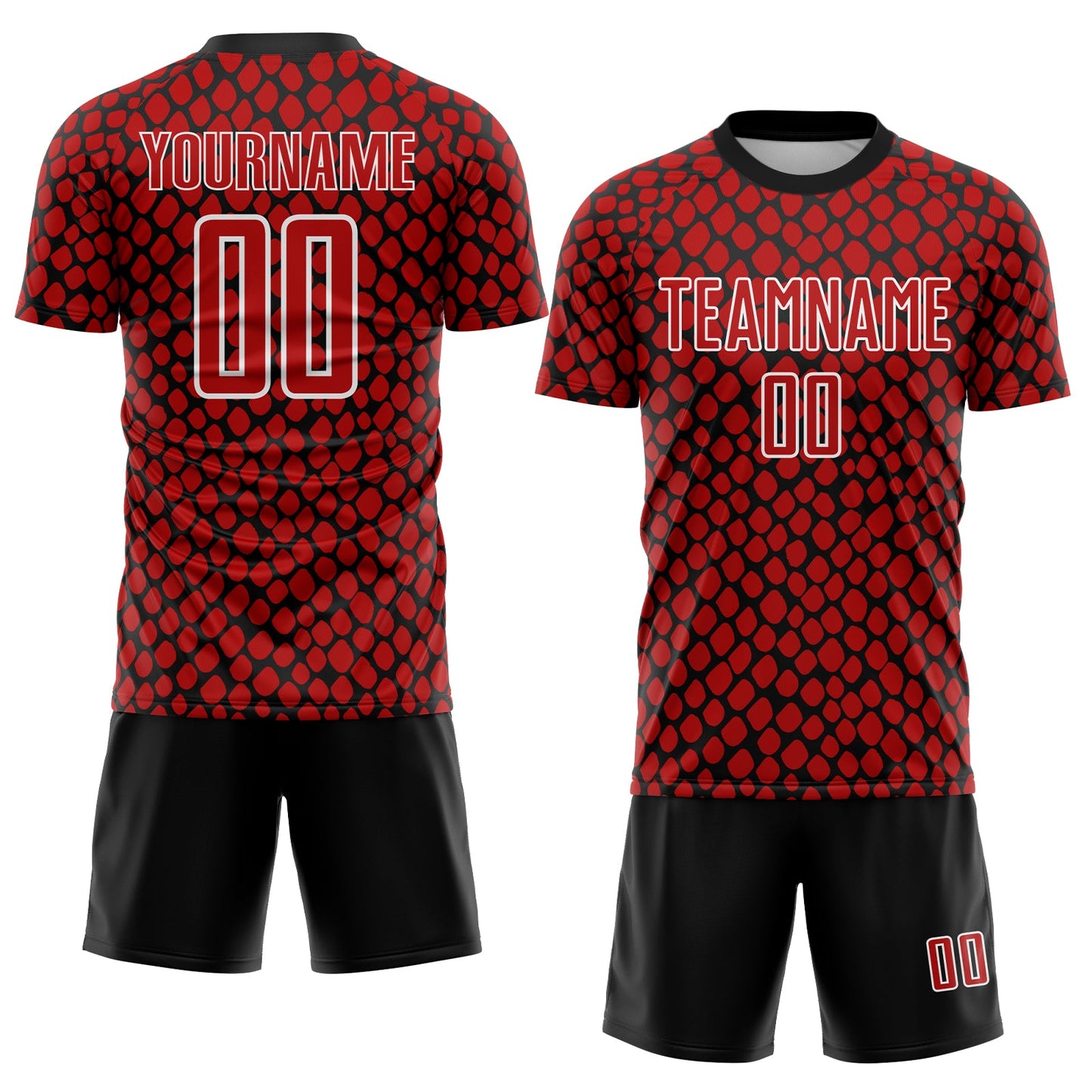 Custom Red Black-White Snake Skin Sublimation Soccer Uniform Jersey Limited