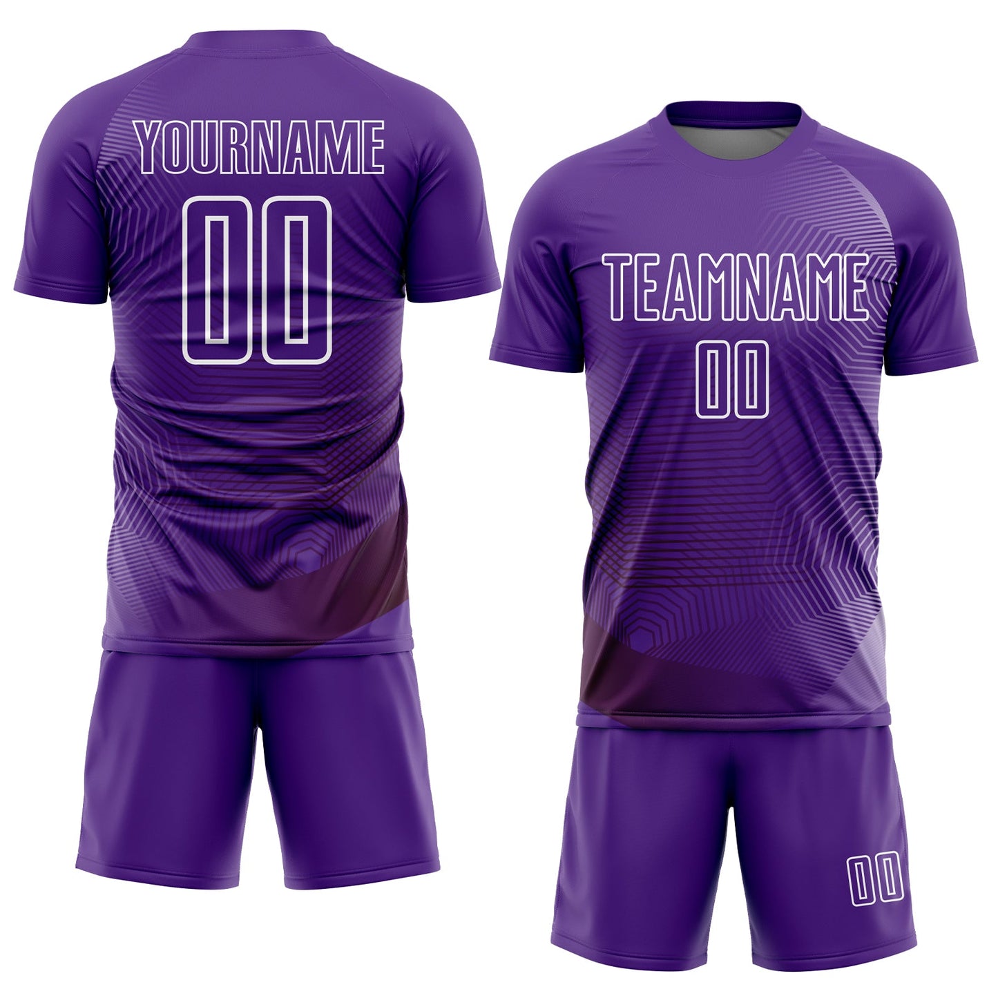 Custom Purple White Geometric Lines Sublimation Soccer Uniform Jersey Limited