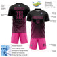 Custom Black Pink Geometric Lines Sublimation Soccer Uniform Jersey Limited