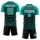 Custom Black Aqua-White Stars Sublimation Soccer Uniform Jersey Limited