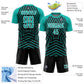 Custom Black Aqua-White Stars Sublimation Soccer Uniform Jersey Limited
