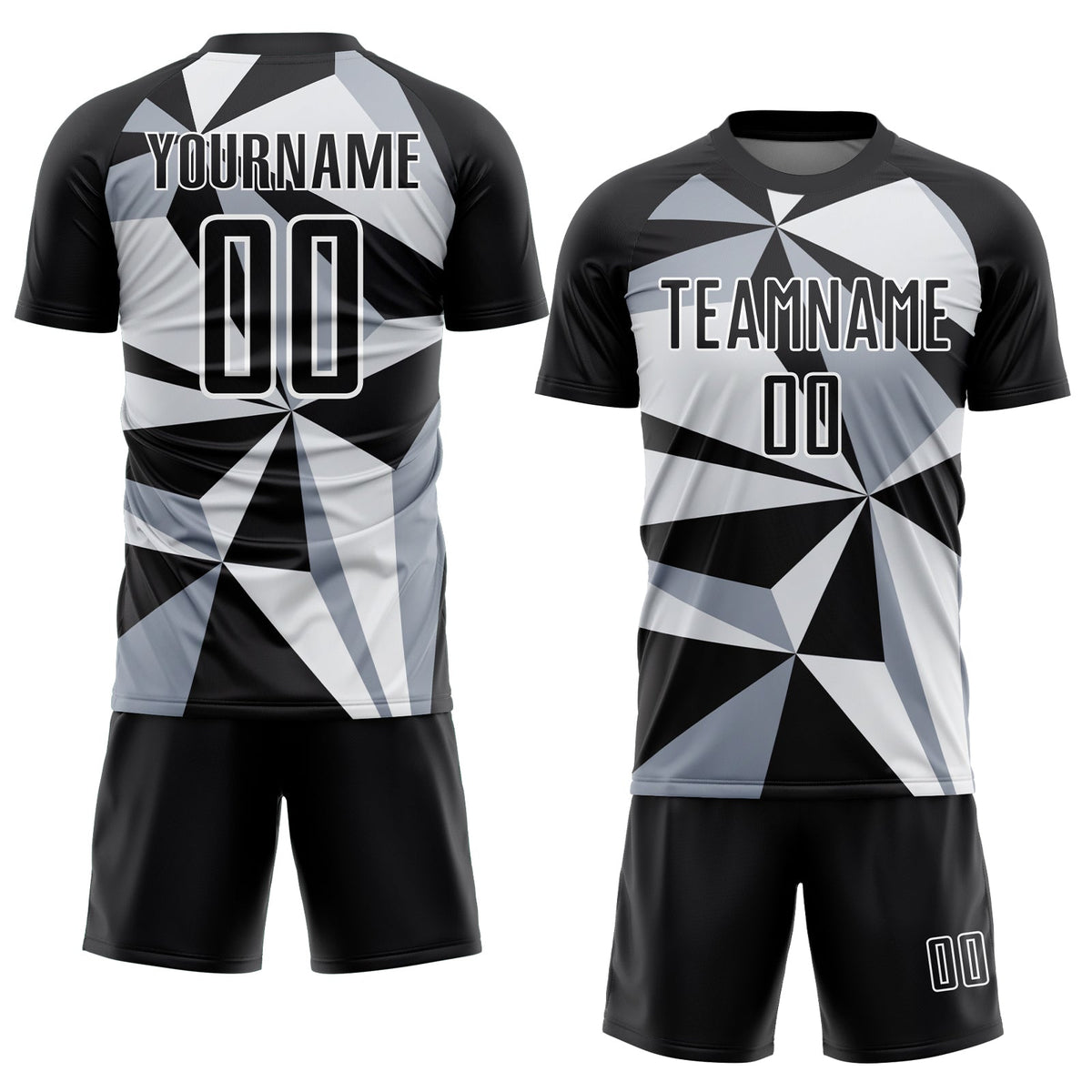 Custom Black White Geometric Pattern Sublimation Soccer Uniform Jersey Limited